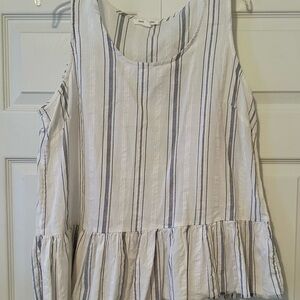 beachlunchlounge Blue and White Striped Tank Top